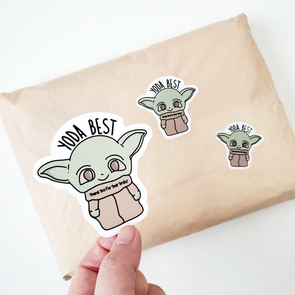 LB062 STICKERS Custom Poshmark Stickers Baby Yoda Grogu Thank You Ship Supplies - Picture 7 of 8